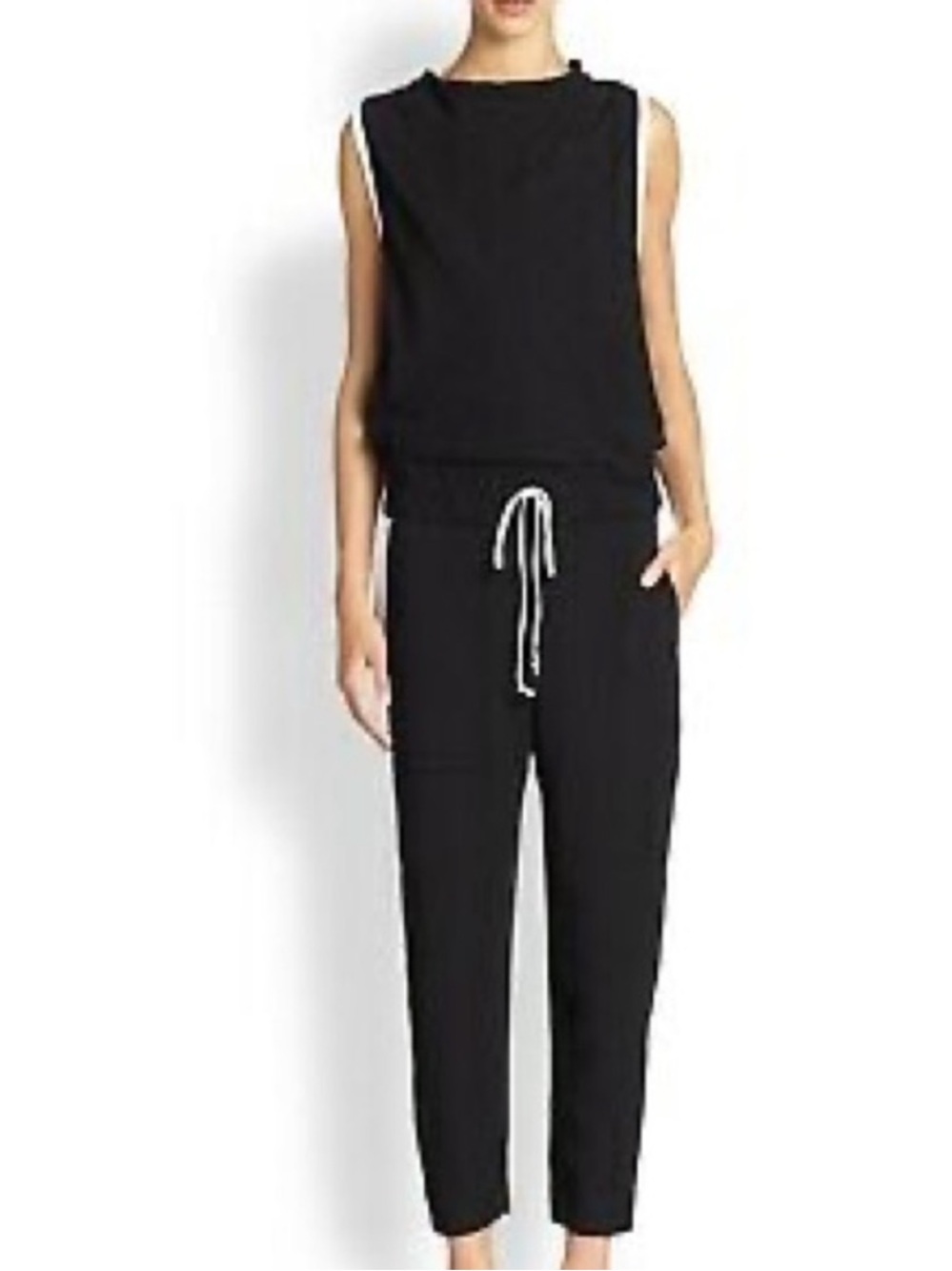 Helmut Lang Torsion Black White Cropped Jumpsuit size 6